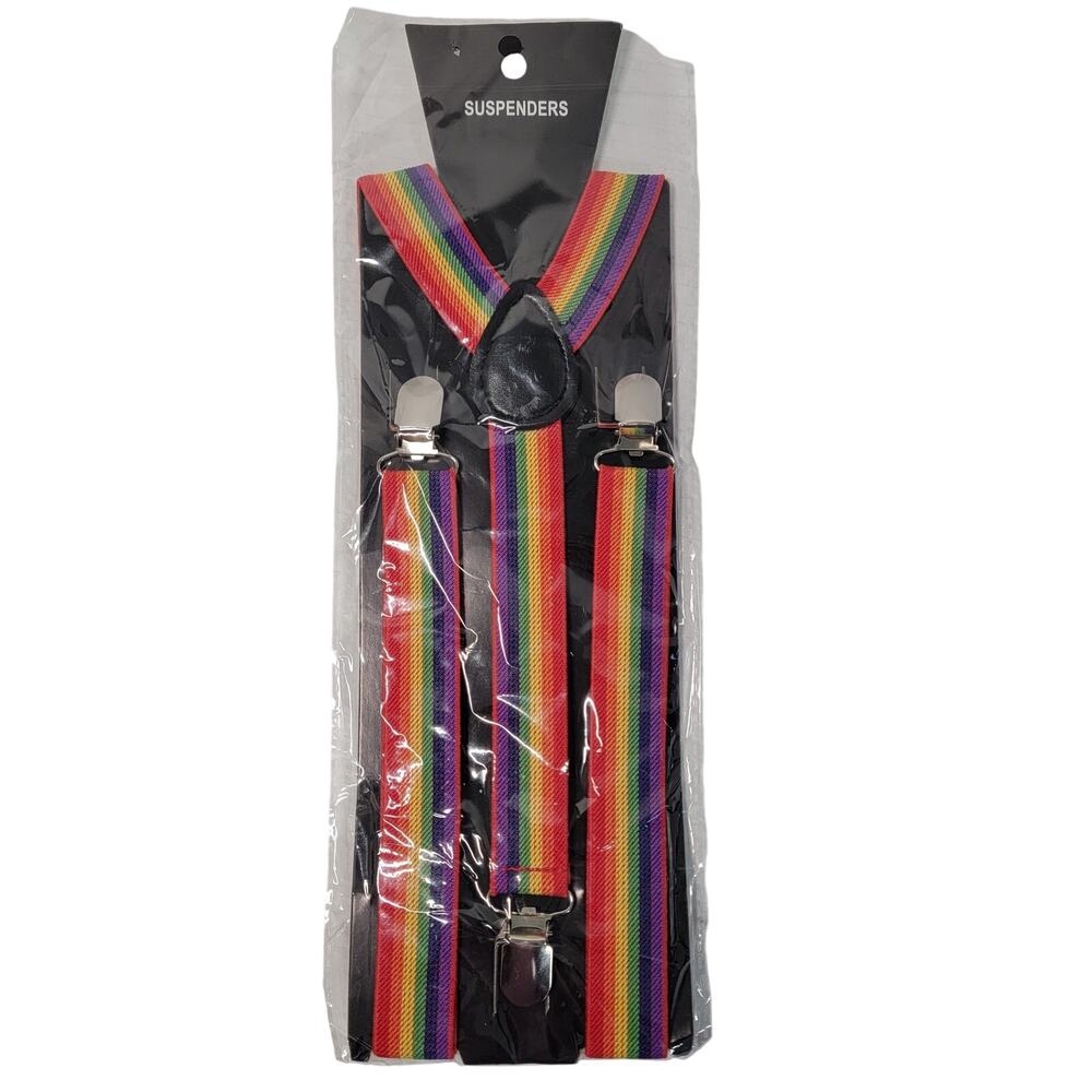 Rainbow‎ Stripe Suspenders Adjustable Unisex Costume Party Pride